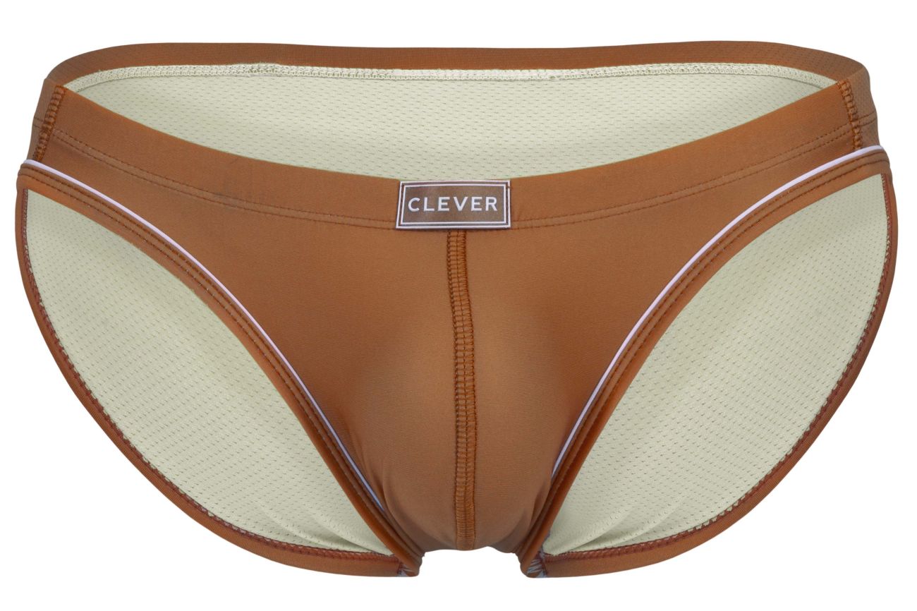 Clever 1782 Argovia briefs in ochre with shiny outer fabric and breathable mesh lining for comfort and style