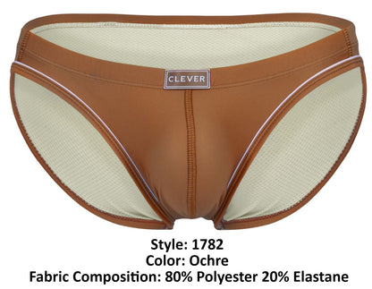 Ochre-colored clever 1782 argovia briefs with a sleek outer shell and breathable mesh lining for comfort