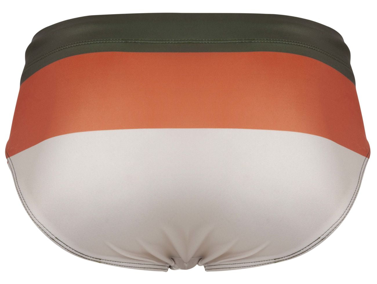 Clever 1802 wave swim briefs in olive green orange and white stripes with smooth fabric finish