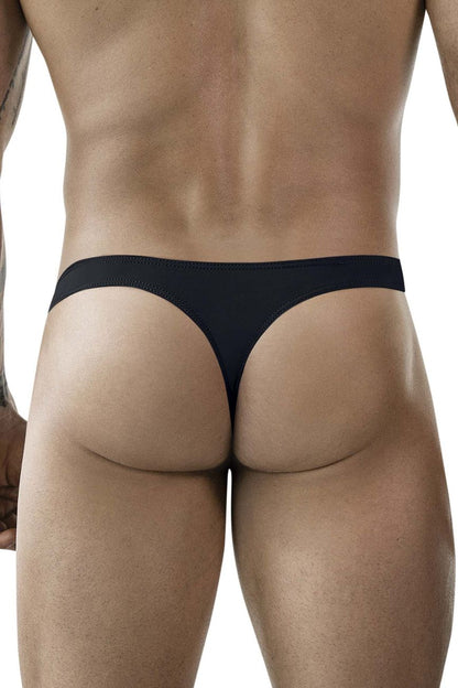 Black clever 1830 desirable thong with smooth seamless design shown from the back for comfortable wear
