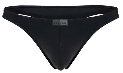 Black clever 1830 desirable thong with sleek minimalist design and smooth fabric showing back side view