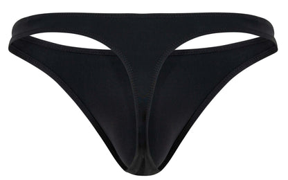 Black clever 1830 desirable thong made of smooth stretchy fabric with a sleek minimalist design shown from the back