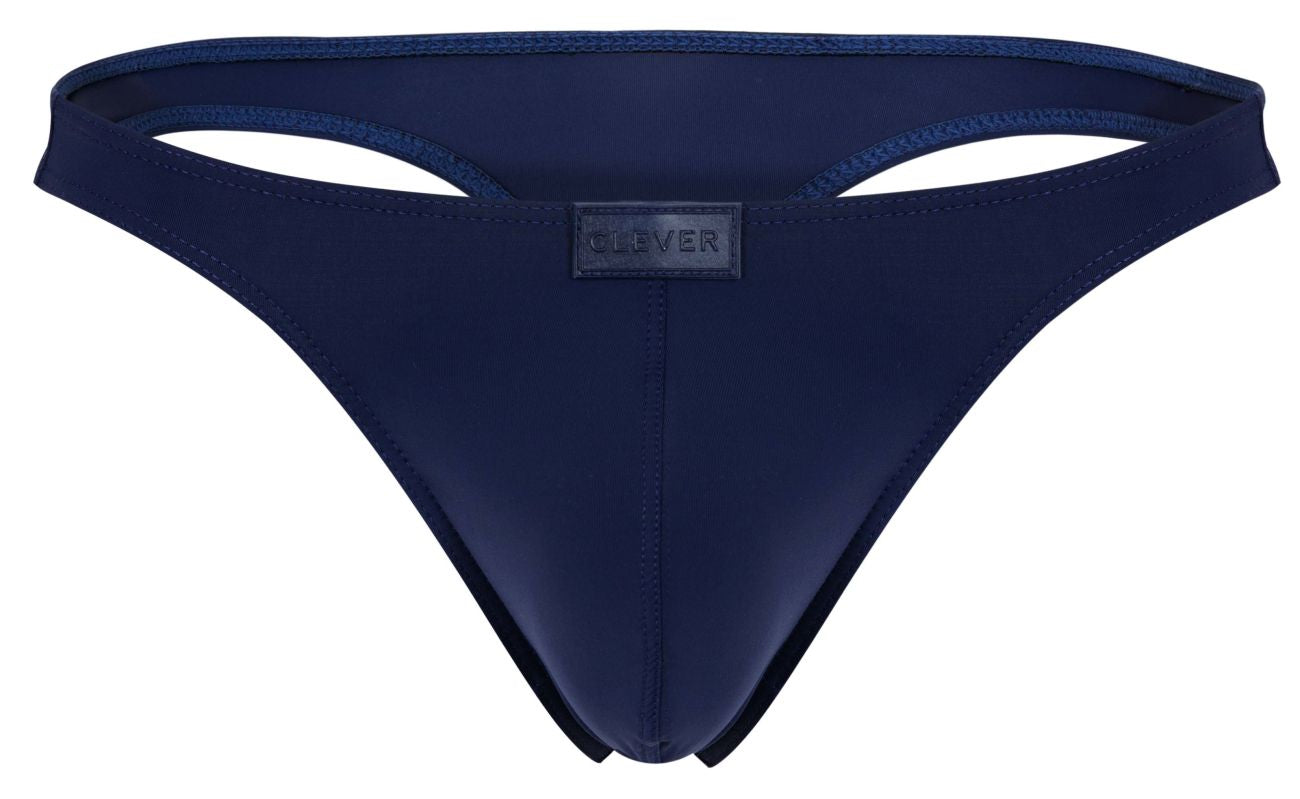 Navy blue silicone thong clever 1830 desirable thongs with subtle clover brand label at the center