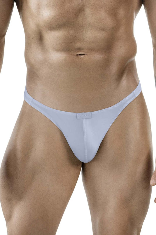 Light blue smooth textured thong with subtle brand tag at front from clever 1830 desirable thong collection