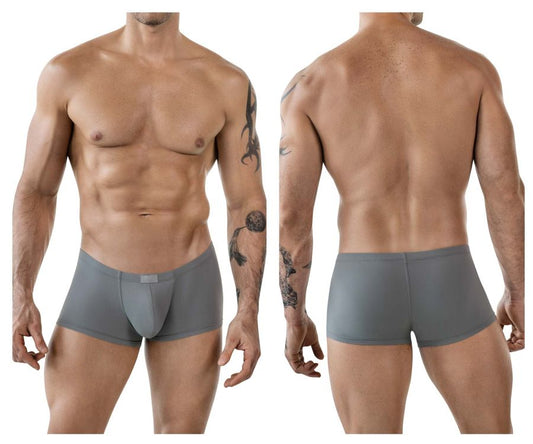 Gray men’s clever 1842 buenavista trunks briefs with contoured design and small rectangular tab at front
