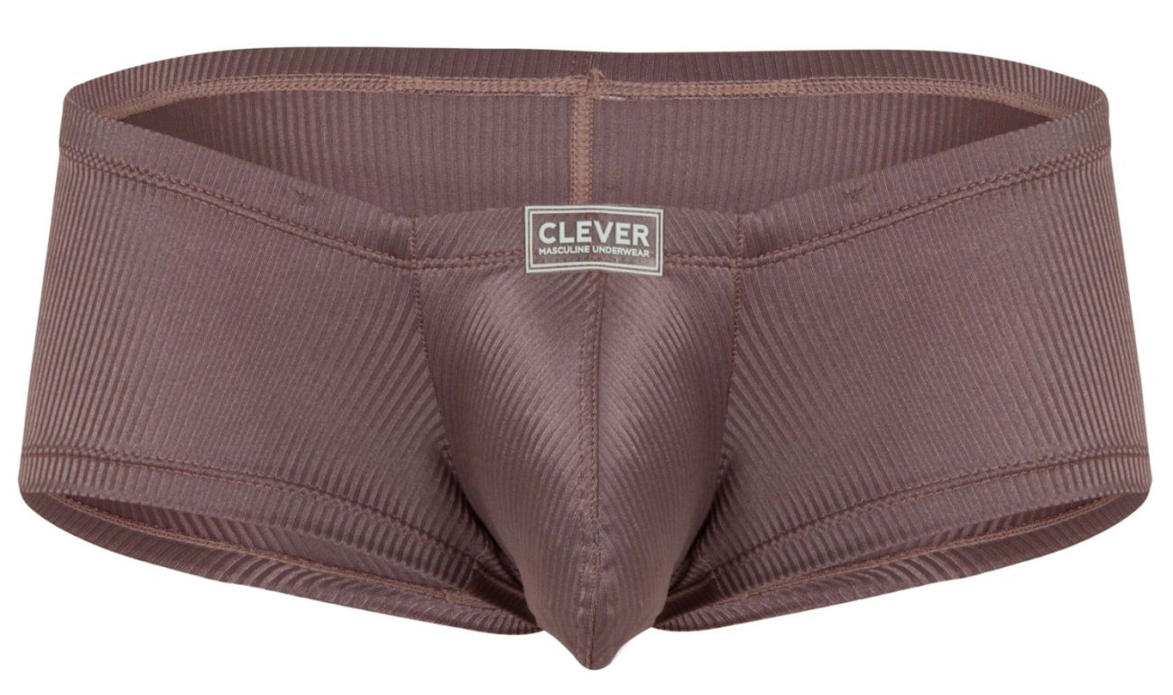 Brown ribbed cotton men’s briefs with clever brand label from clever 1844 aura trunks color brown collection