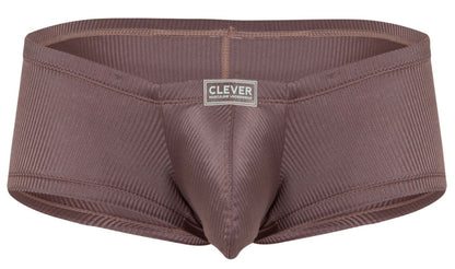 Brown ribbed cotton men’s briefs with clever brand label from clever 1844 aura trunks color brown collection