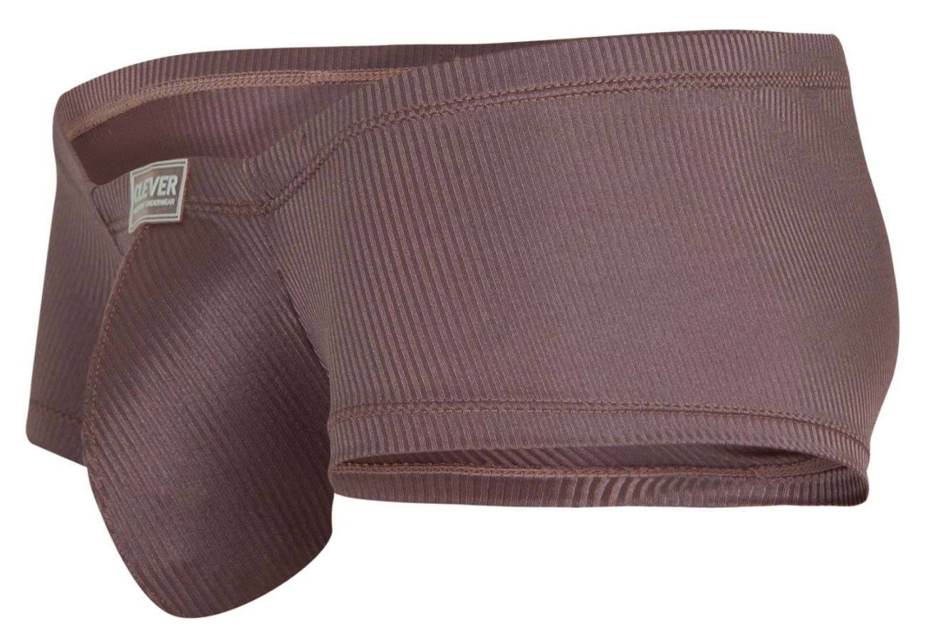 Brown ribbed fabric briefs with visible clever 1844 brand tag in the front for comfortable everyday wear