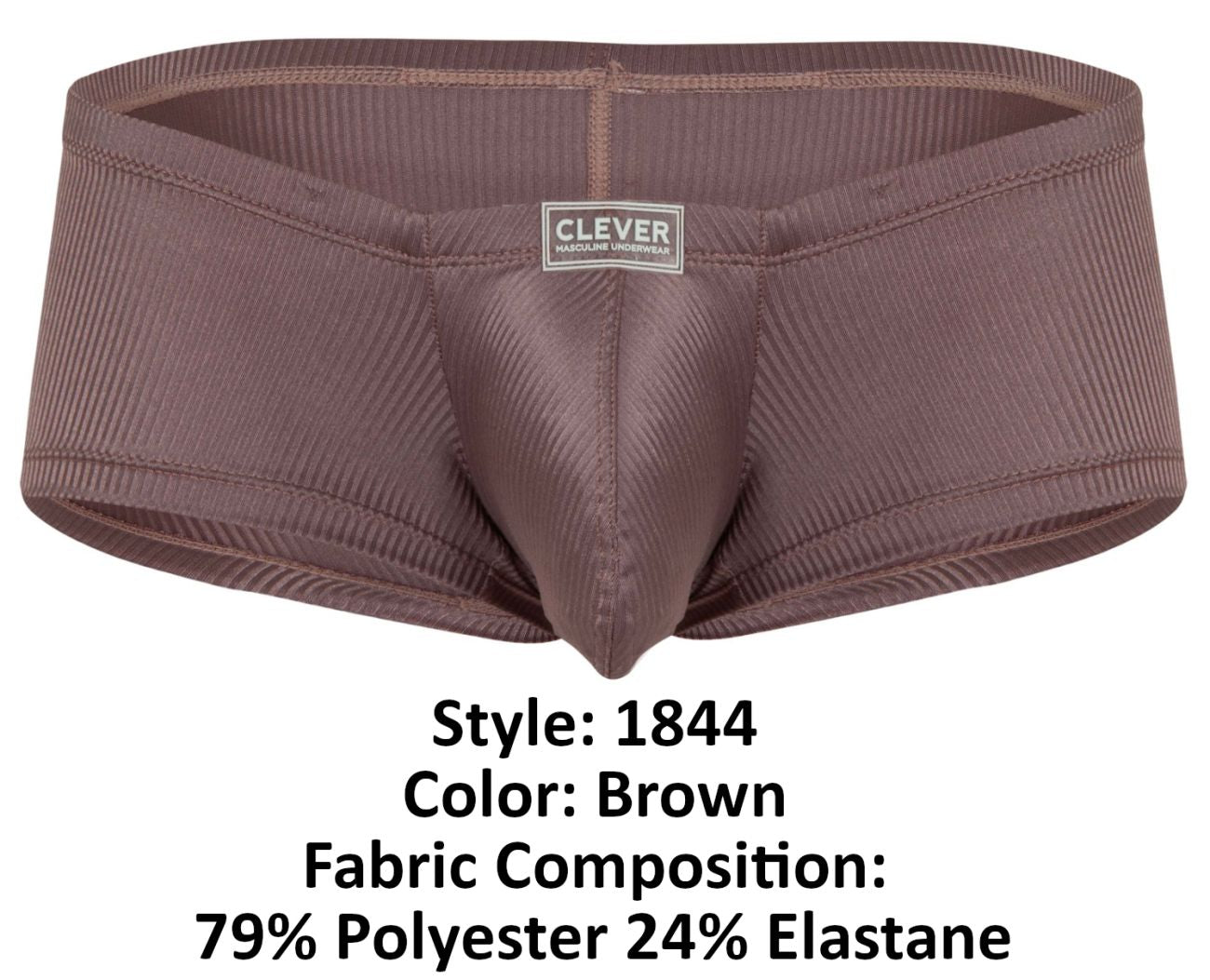 Brown ribbed polyester and elastane briefs by clever men’s underwear designed for comfortable all-day wear