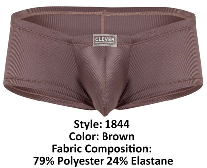 Brown ribbed polyester and elastane briefs by clever men’s underwear designed for comfortable all-day wear