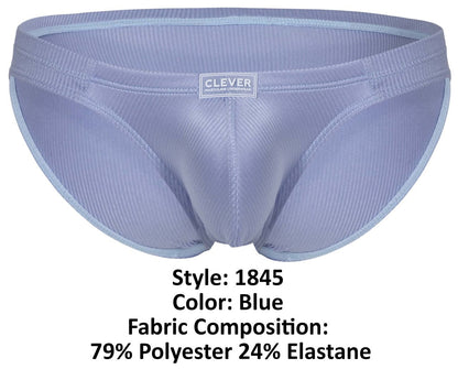 Light blue clever 1845 aura bikini briefs in a ribbed polyester and elastane blend for men