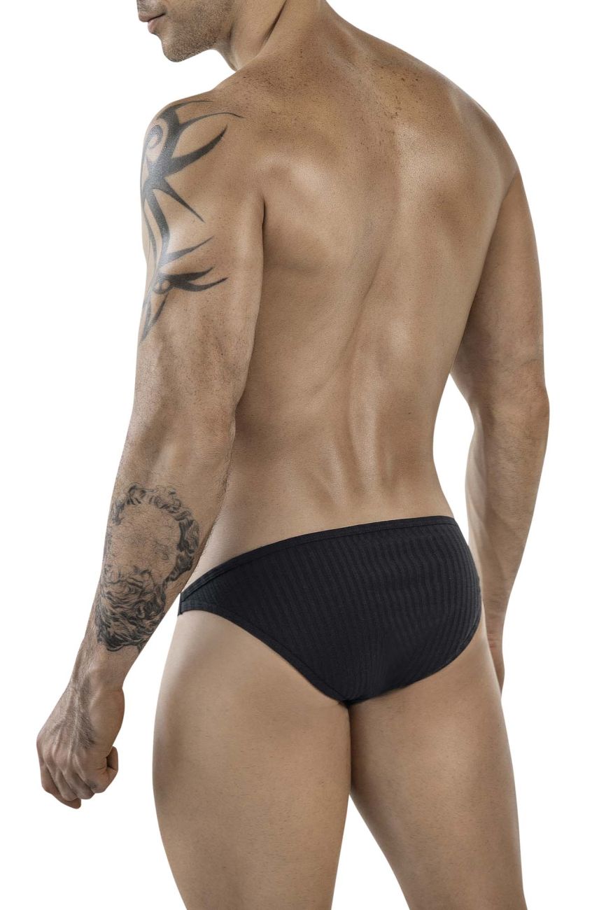 Clever 1846 mantra bikini black ribbed briefs showing comfortable fit and textured fabric for everyday wear