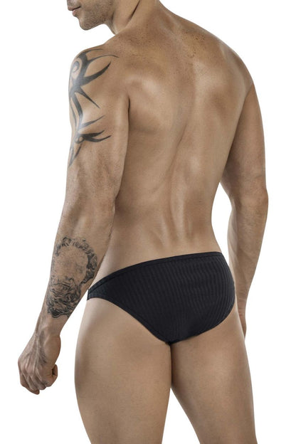 Clever 1846 mantra bikini black ribbed briefs showing comfortable fit and textured fabric for everyday wear