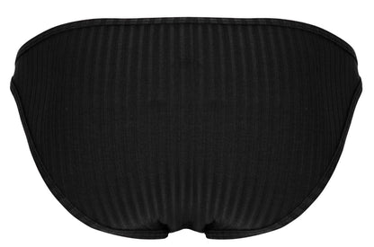 Black ribbed bikini bottom with sleek contoured design from clever 1846 mantra bikini color black shown from back
