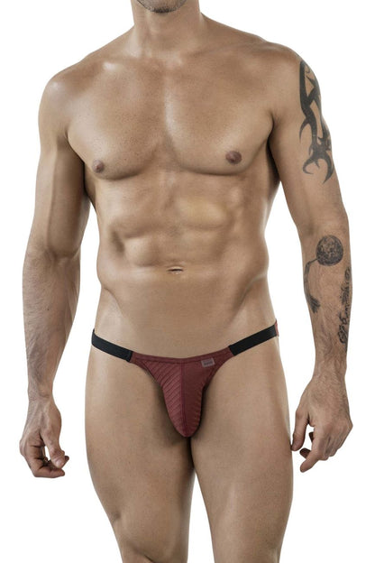 Red and black clever 1846 mantra bikini color grape thong with textured front panel for stylish swimwear look
