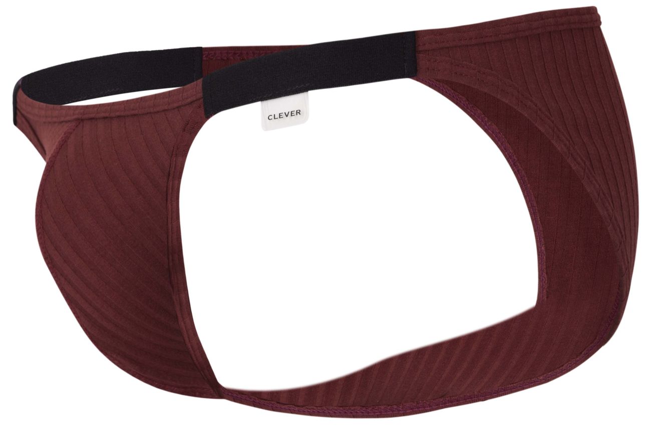 Maroon ribbed cotton briefs with black elastic waistband and clever brand label from clever 1846 mantra bikini color grape