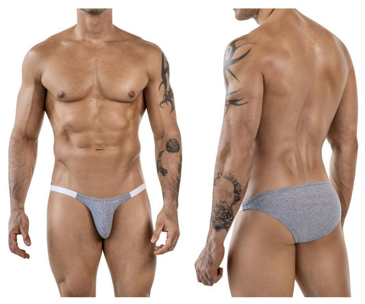 Gray textured briefs with white trim from clever 1846 mantra bikini in gray offering comfortable daily wear
