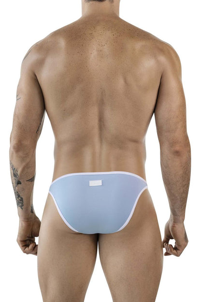 Light blue clever 1848 relax bikini briefs with white trim and a small label on the back side