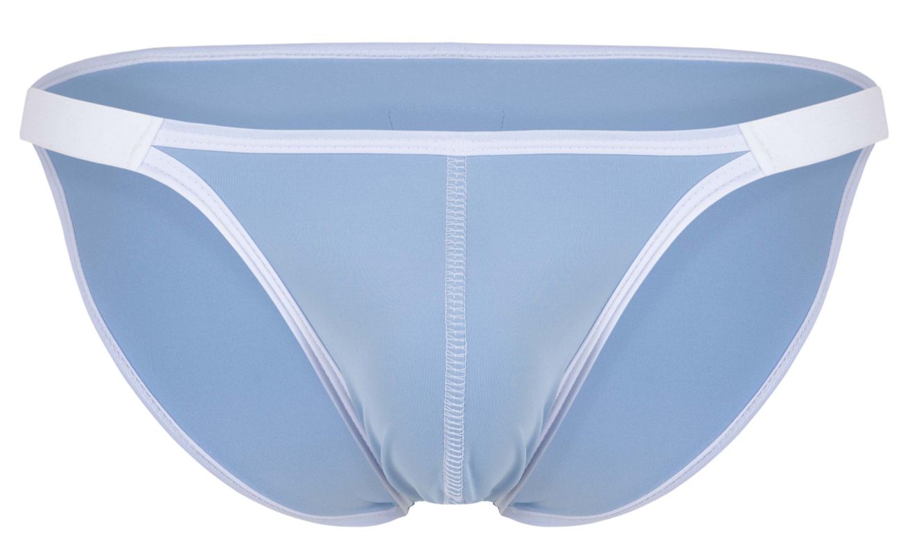 Light blue clever 1848 relax bikini briefs with white trim and a central seam for comfortable everyday wear