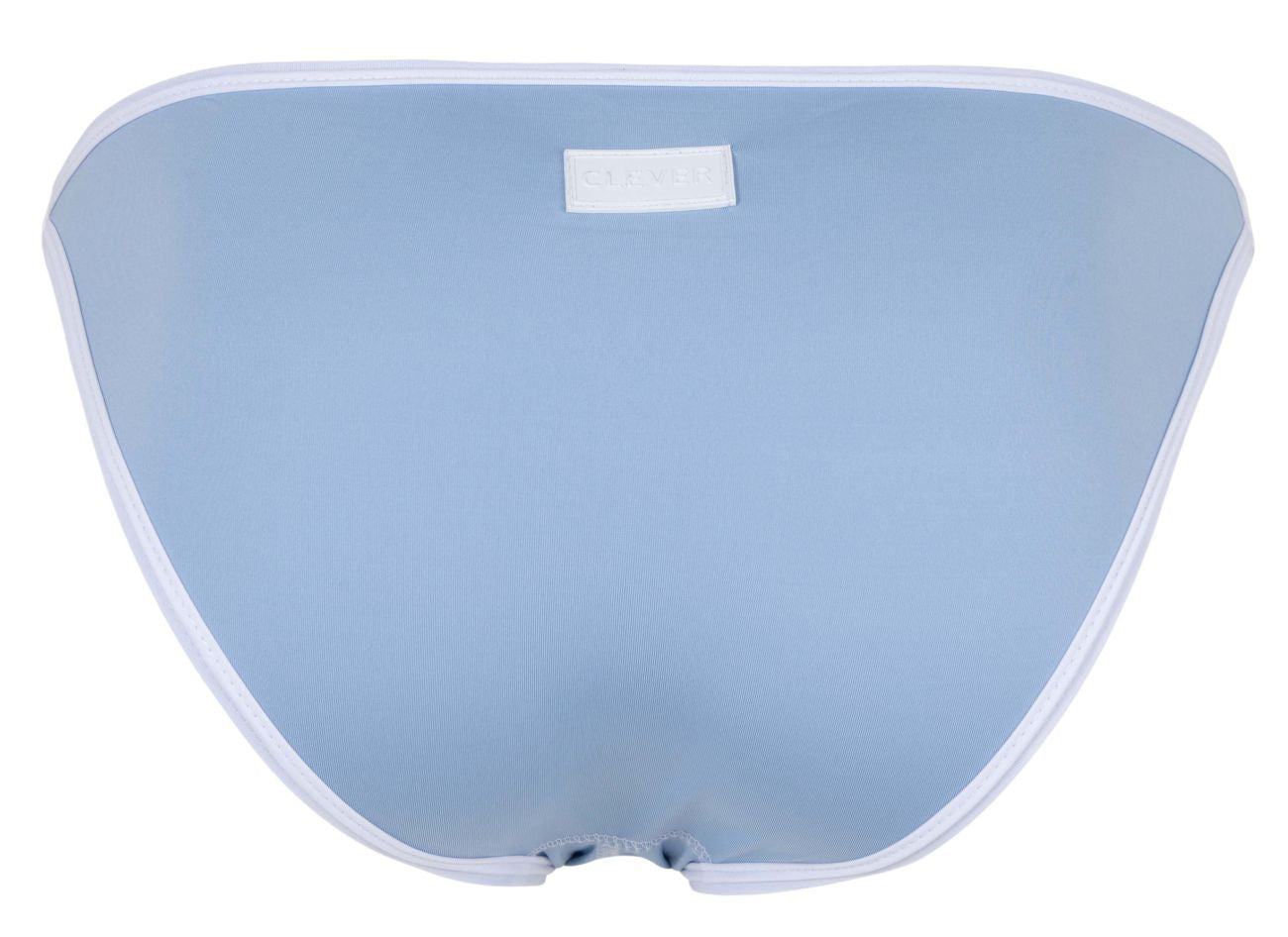 Light blue Clever 1848 Relax bikini bottom with white trim and small rectangular brand tag visible from the back side