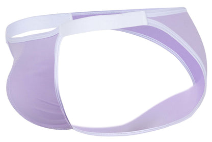 Lavender mesh briefs with white elastic waistband and side seams from clever 1848 relax bikini color lilac
