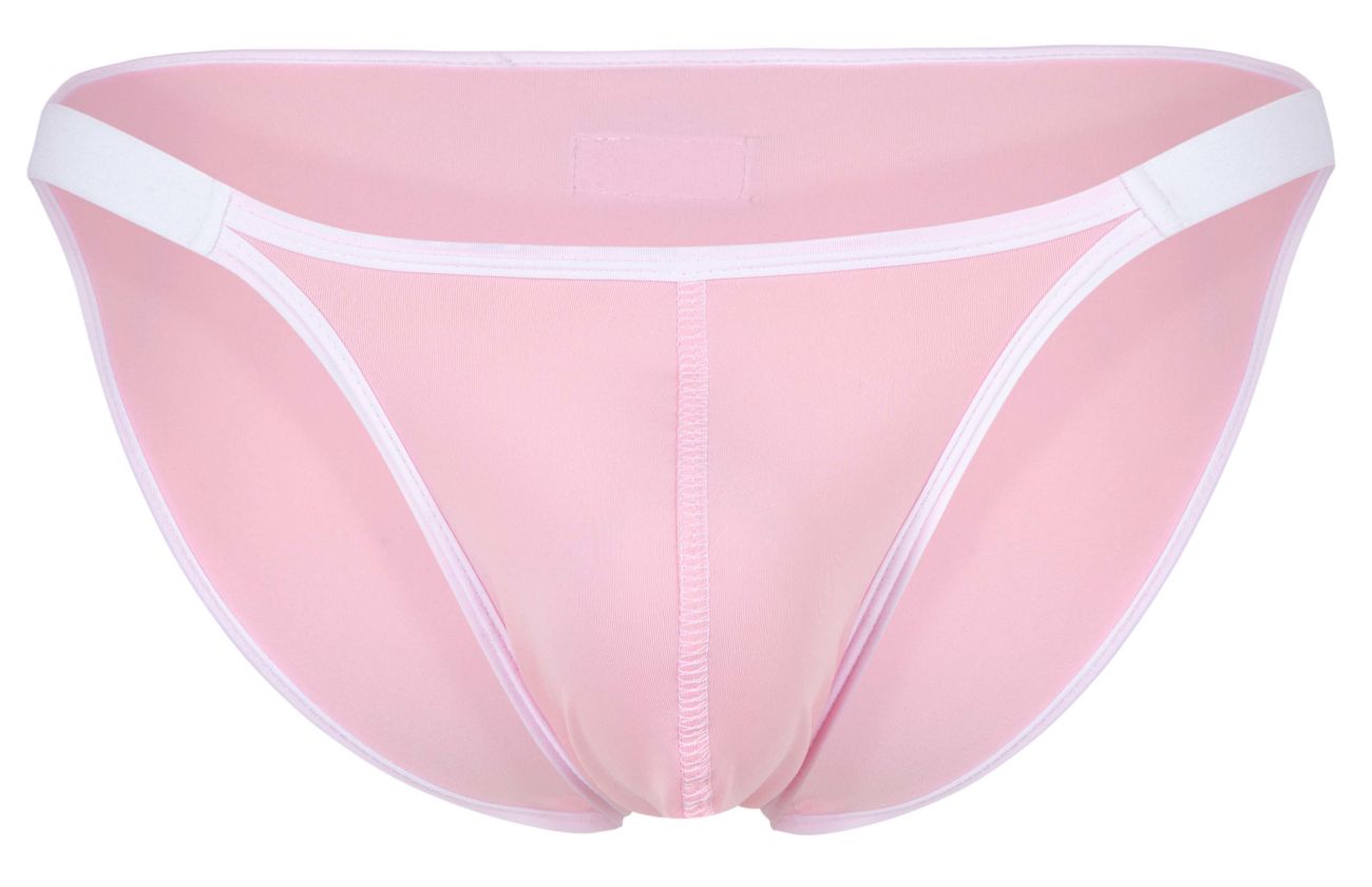 Pink sheer mesh briefs with white elastic trim and central seam from clever 1848 relax bikini color pink collection