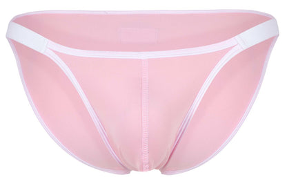 Pink sheer mesh briefs with white elastic trim and central seam from clever 1848 relax bikini color pink collection