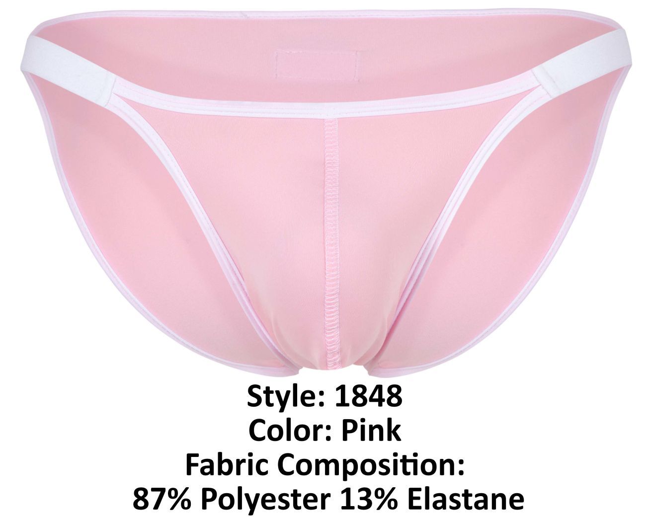 Pink clever 1848 relax bikini men’s briefs with white trim seamless design made of 87 polyester 13 elastane