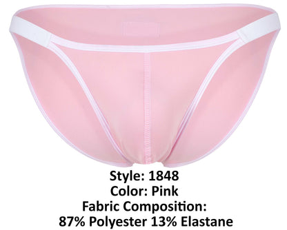 Pink clever 1848 relax bikini men’s briefs with white trim seamless design made of 87 polyester 13 elastane