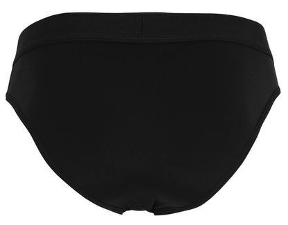Black clever 1849 eros bikini briefs with smooth seamless fabric and wide elastic waistband front view