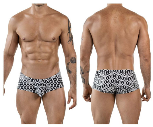 Clever 1856 cuadricula trunks men’s briefs in white with black and white geometric pattern for everyday comfort