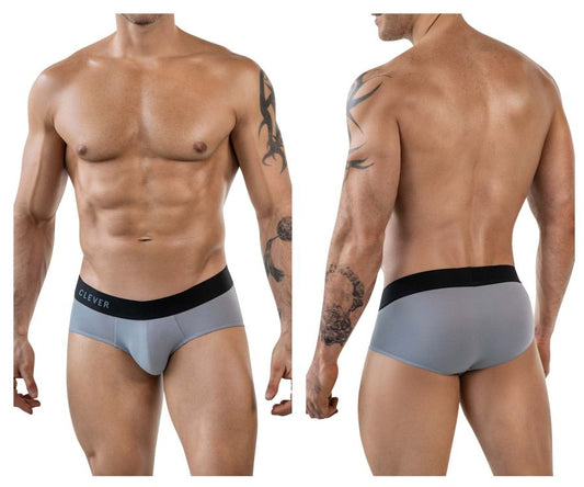 Gray clever 1862 oneal briefs featuring a black waistband with white clever branding in a comfortable fit