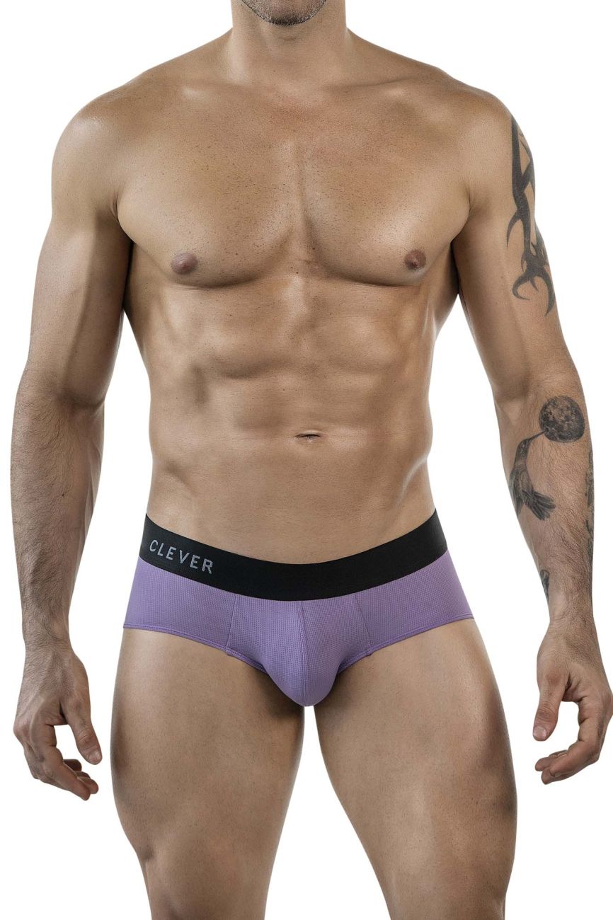 Purple textured clever 1862 oneal briefs with black waistband featuring white clever lettering for comfortable wear