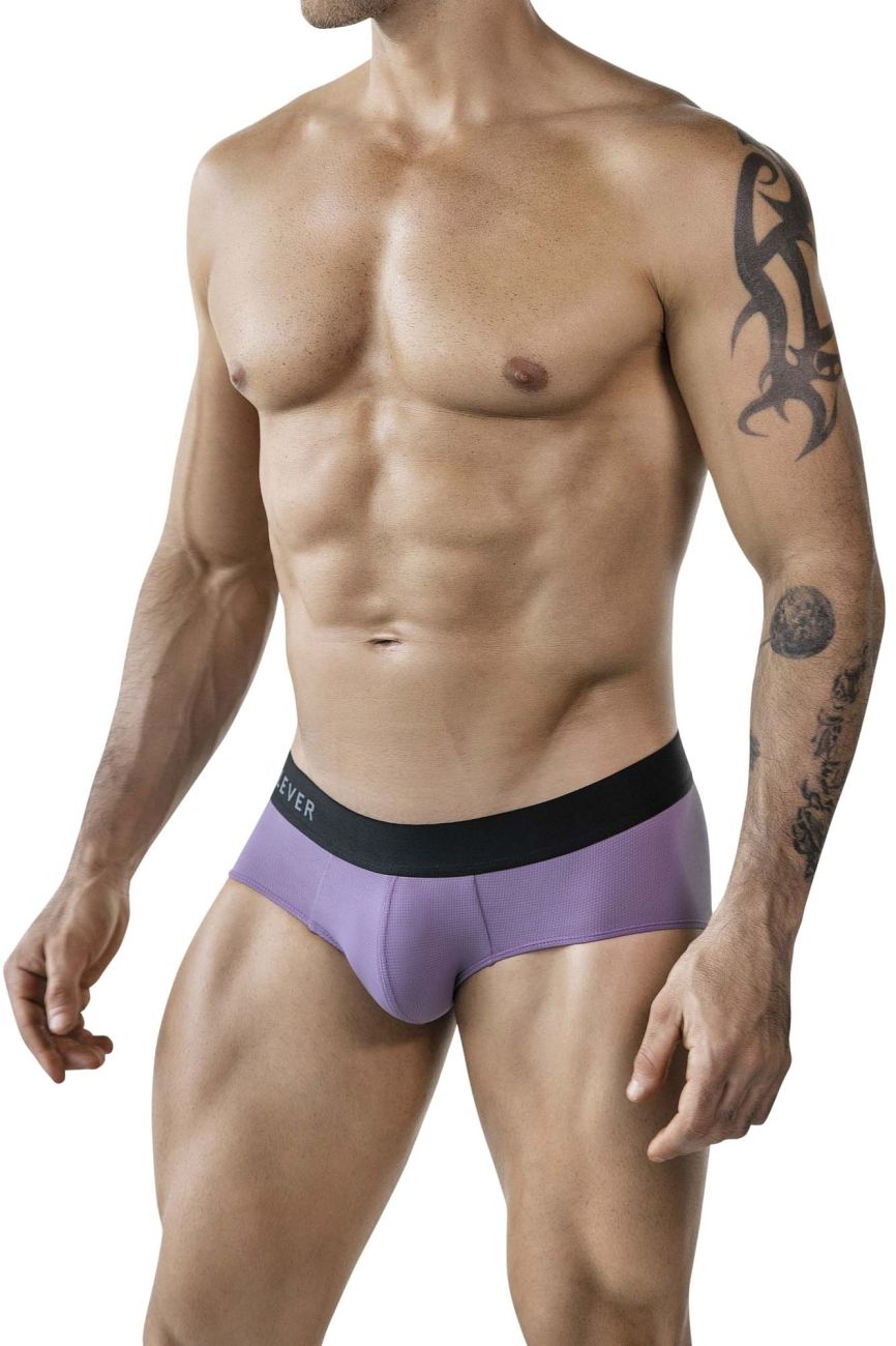 Purple clever 1862 oneal briefs with a black waistband featuring white ever branding in lilac color