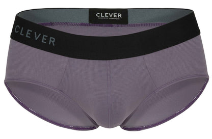 Purple textured clever 1862 oneal briefs with black waistband and white clever logo in lilac color