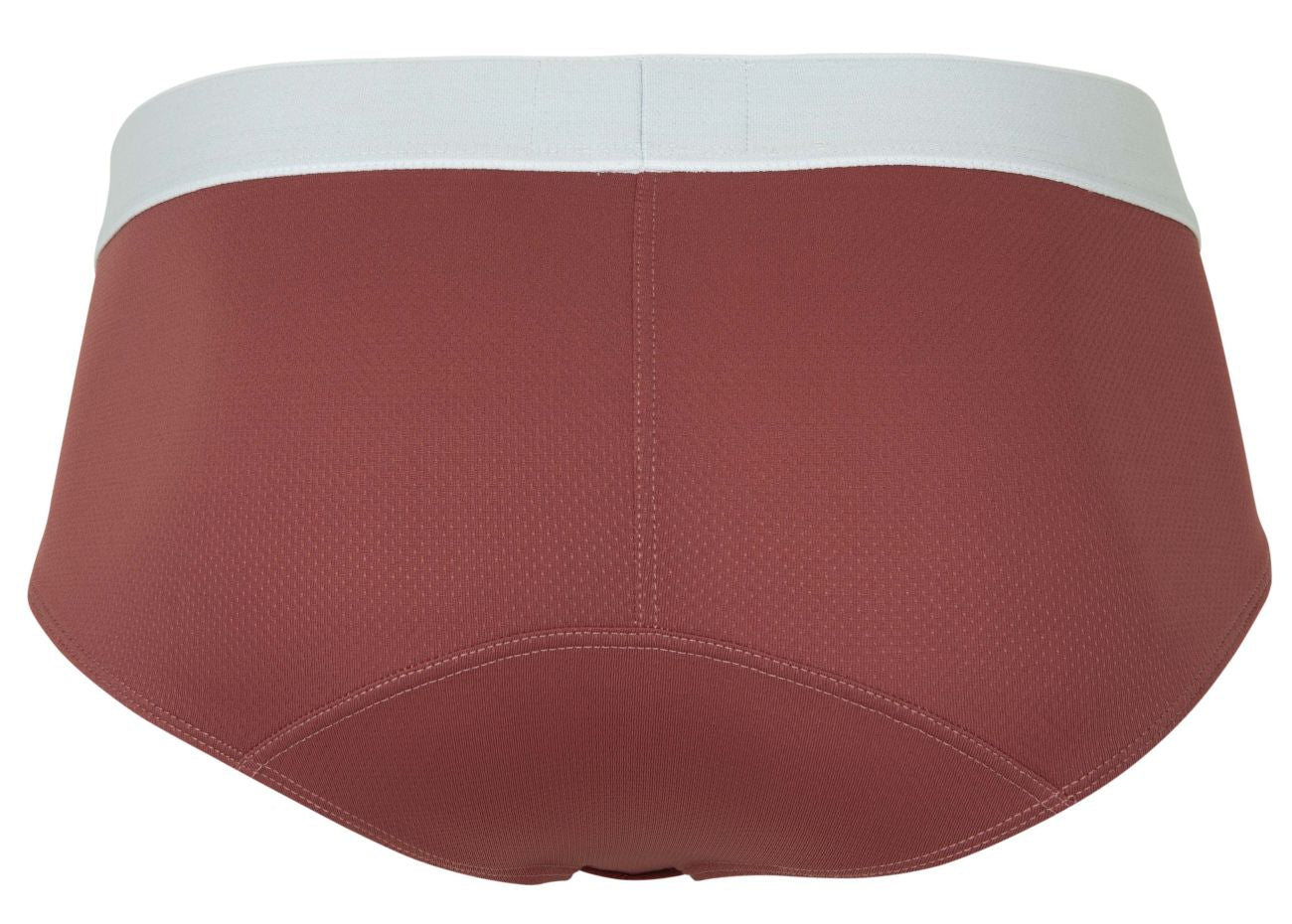 A pair of clever 1863 lecler briefs in rust color with a white waistband and smooth fabric texture