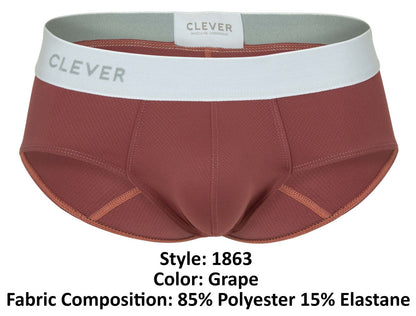 Clever 1863 lecler grape-colored men’s briefs made from 85% polyester and 15% elastane for comfortable wear