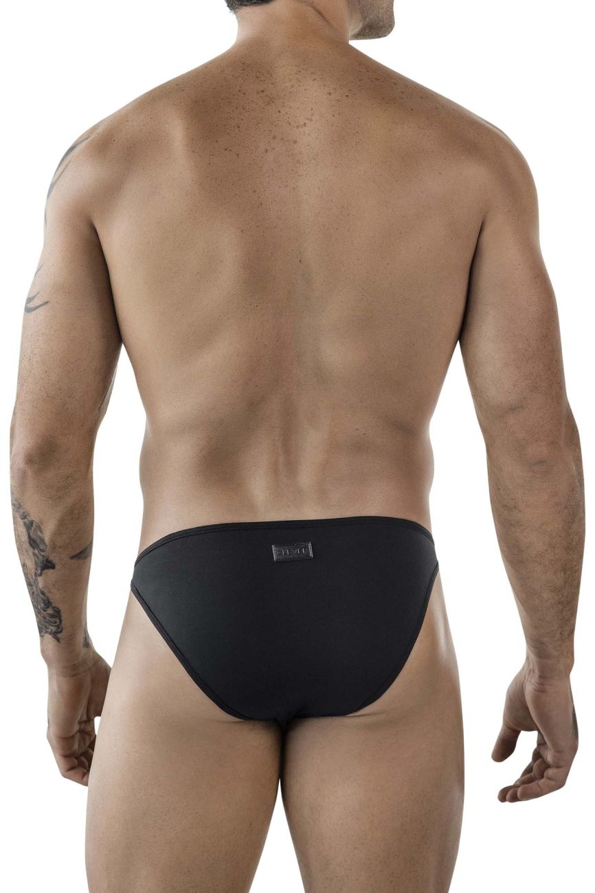 Black clever 1865 oomph bikini briefs with sleek form-fitting design and small metallic logo on waistband