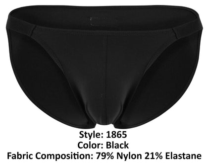 Black clever 1865 oomph bikini briefs made of 79 percent nylon 21 percent elastane with smooth form-fitting design