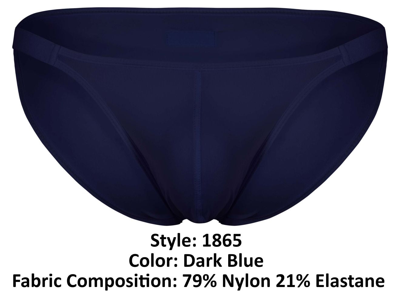 Dark blue clever 1865 oomph bikini briefs made of 79% nylon 21% elastane showing front view