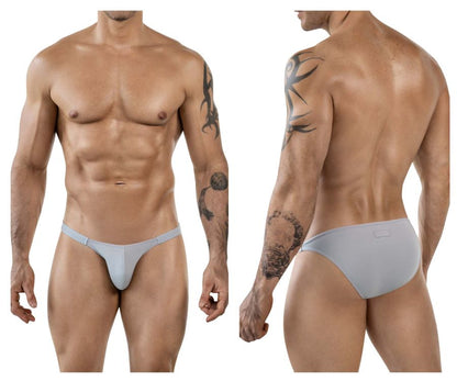 Light gray seamless form-fitting men’s briefs with smooth fabric in clever 1865 oomph bikini color gray design