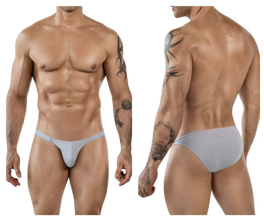 Light gray seamless form-fitting men’s briefs with smooth fabric in clever 1865 oomph bikini color gray design