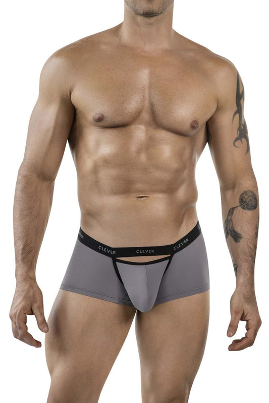 Gray clever 1866 tokio trunks briefs with black waistband and front pouch design for comfortable daily wear