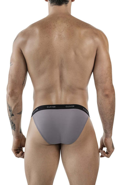 Gray clever 1867 tokio bikini briefs with a black waistband featuring white clever brand lettering