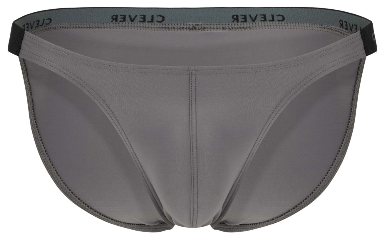 Gray clever 1867 tokio bikini briefs with smooth form fitting fabric and black elastic waistband