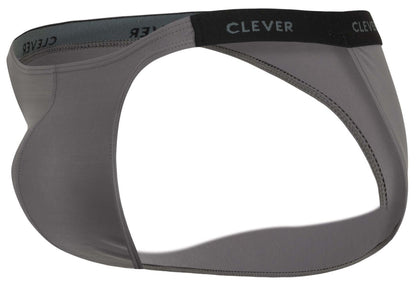 Gray clever 1867 tokio bikini briefs with black waistband featuring clever brand name in white lettering