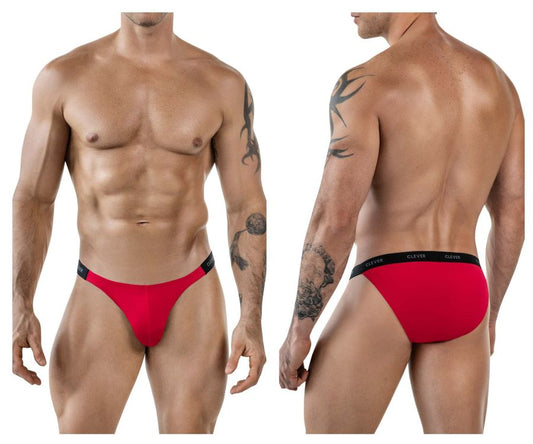 Red men’s briefs clever 1867 tokio bikini in red with black elastic waistband featuring clever brand name