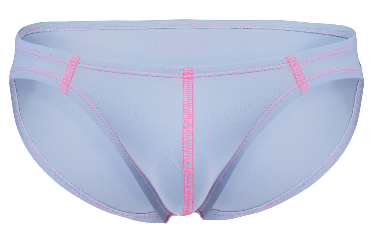 Light blue Clever 2005 Raices brief with pink stitching and trim designed for athletic wear