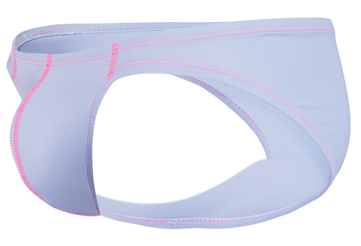Light blue clever 2005 raices briefs with pink stitching along seams designed for athletic wear