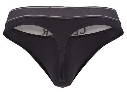Black clever 2008 raw thong with gray waistband subtle white stitching and cle brand on inner lining